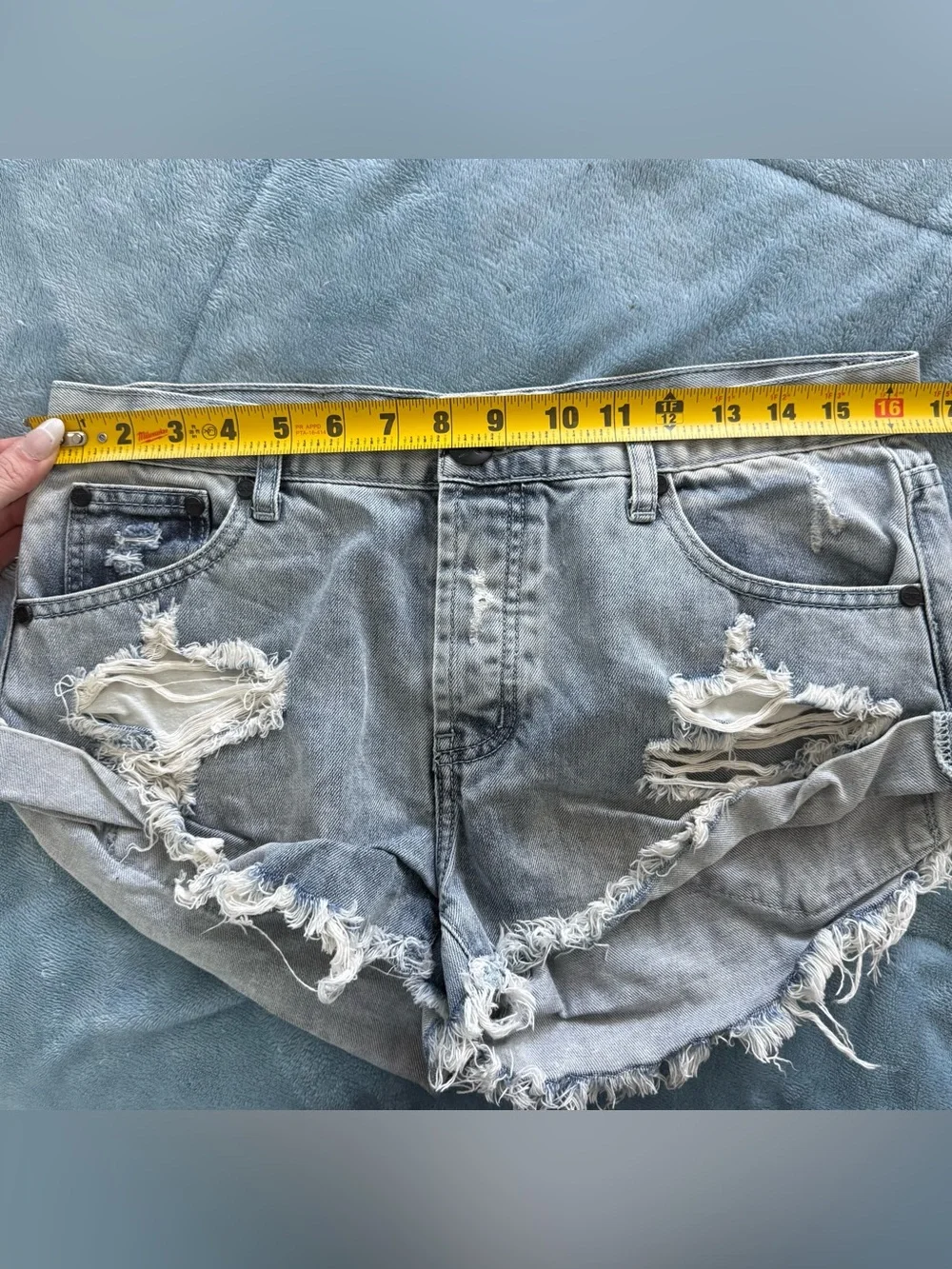 One Teaspoon Bandits Relaxed Fit Long Rise Frayed Cutoff Distressed Denim Shorts